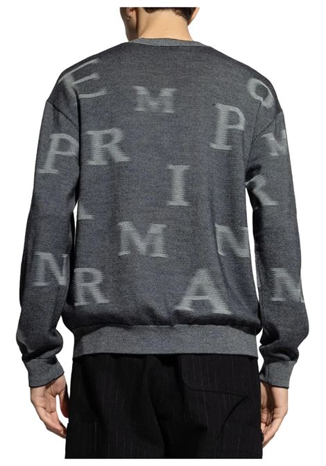 MAGLIONE IN LANA VERGINE A MICRO RIGHE BICOLORE CON LETTERING ALL OVER EMPORIO ARMANI | Maglie | 6D1MX8 1MJGZF635
